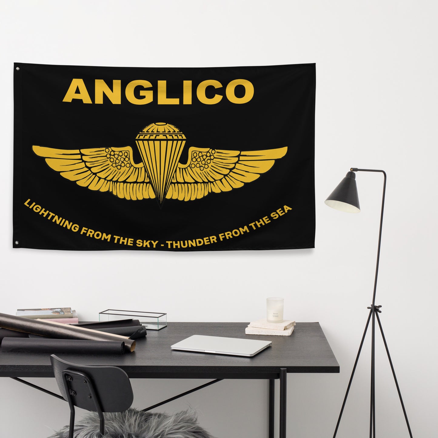 ANGLICO Gold Jump Wings Flag