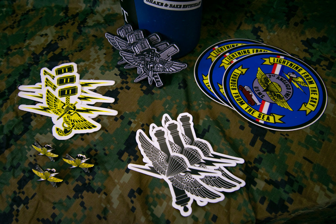 2nd ANGLICO sticker, patch, and hat pin