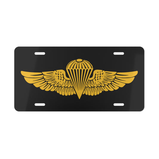 Gold Jump Wings License Plate, 12 x 6 inch aluminum license plate