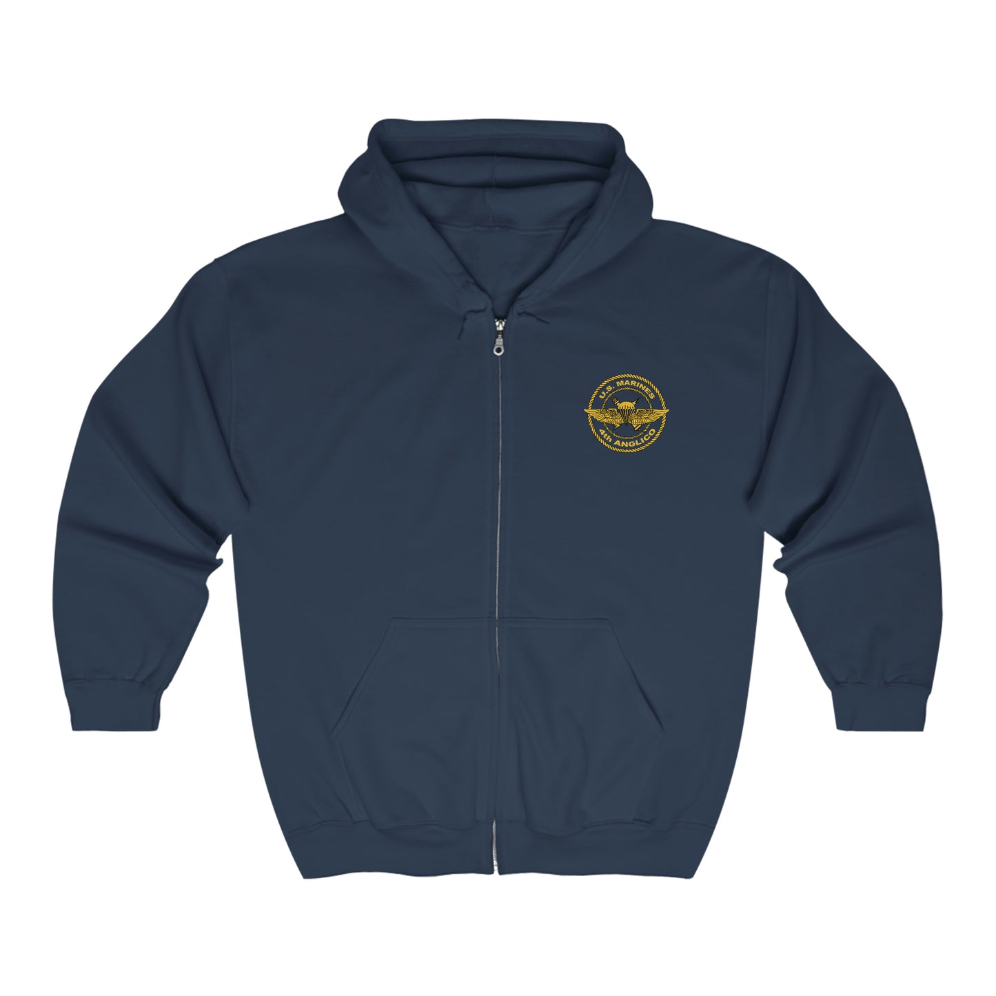 Navy Blue 4th ANGLICO Zip Hoodie