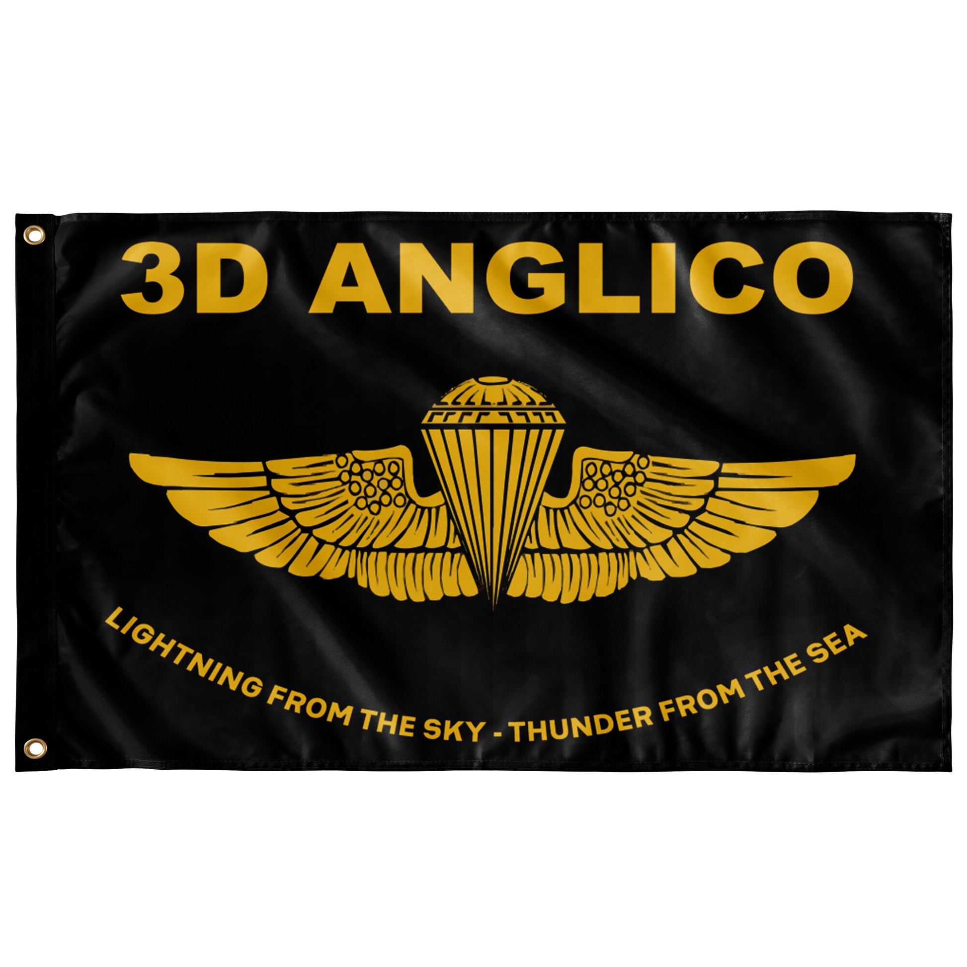 Black 3d ANGLICO Gold Wings Flag