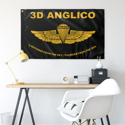 Black 3d ANGLICO Gold Wings Flag