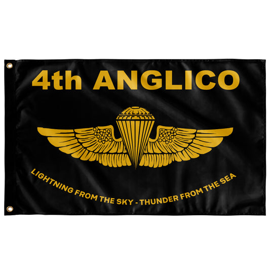 Black 4th ANGLICO Gold Wings Flag